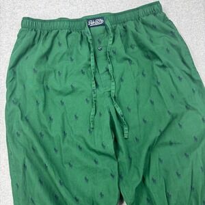 Polo Ralph Lauren All Over Pony Logo Pajama Pants Mens Large Green Cotton Lounge